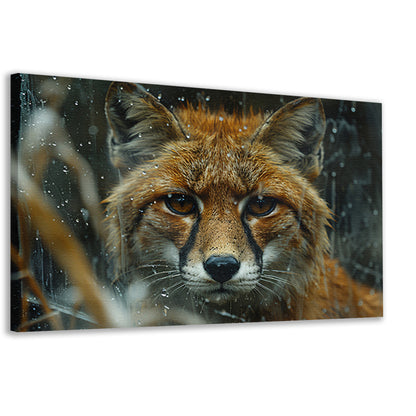 Vos kijkt door raam canvas