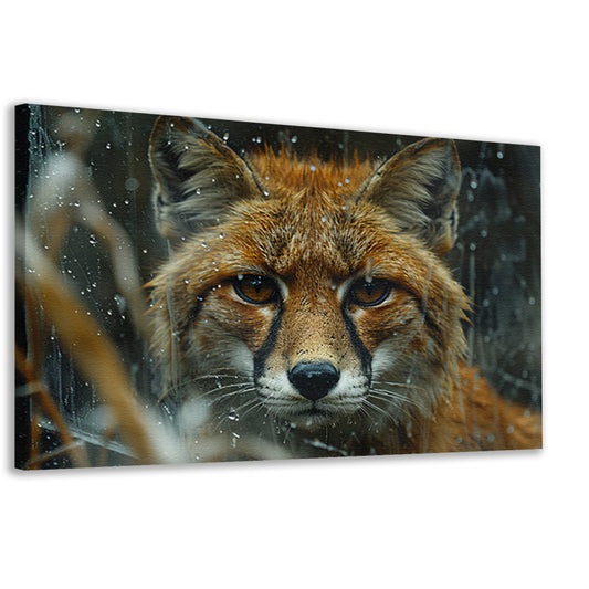 Vos kijkt door raam canvas