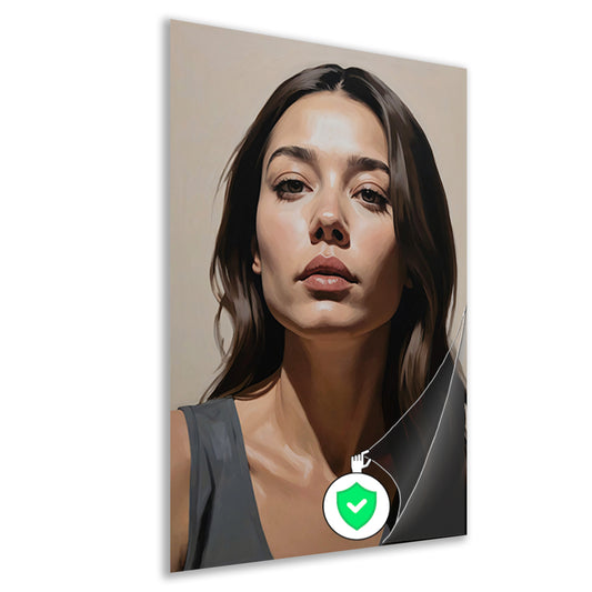 Serene vrouw in realistische kleurtonen poster