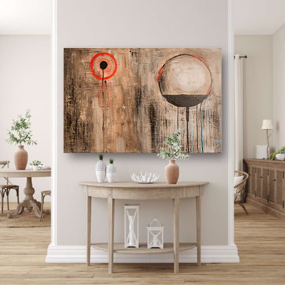 Abstract schilderij met cirkels en lijnen acrylglas