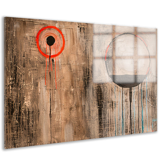 Abstract schilderij met cirkels en lijnen acrylglas