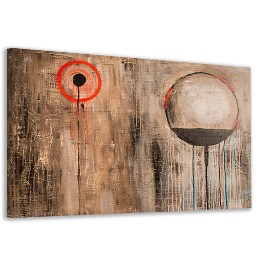 Abstract schilderij met cirkels en lijnen canvas