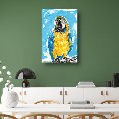 Abstract schilderij van kleurrijke papegaai poster