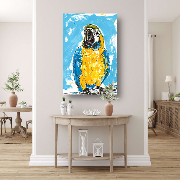 Abstract schilderij van kleurrijke papegaai poster