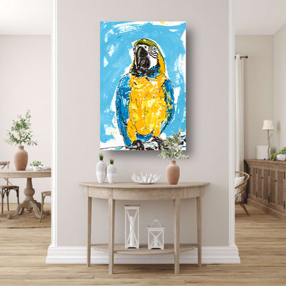 Abstract schilderij van kleurrijke papegaai poster