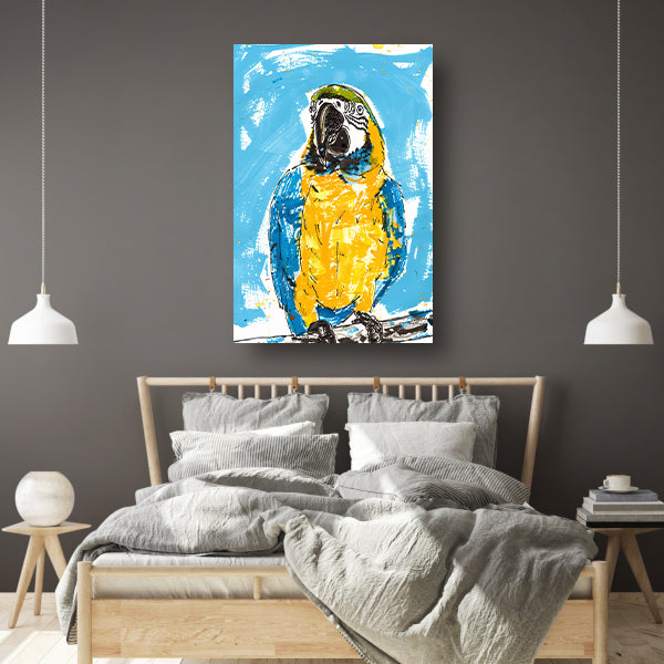 Abstract schilderij van kleurrijke papegaai poster