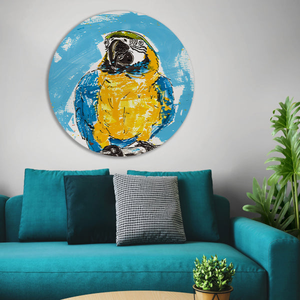 Abstract schilderij van kleurrijke papegaai forex muurcirkel