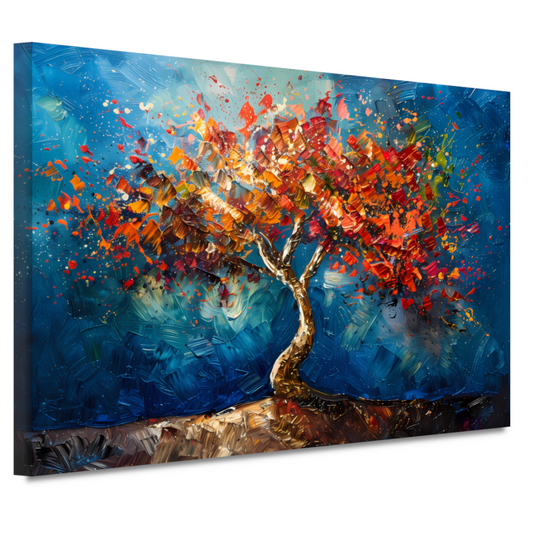 Abstracte kleurrijke boom in olieverf weergave canvas