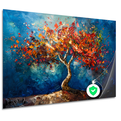 Abstracte kleurrijke boom in olieverf weergave poster