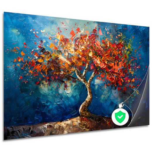 Abstracte kleurrijke boom in olieverf weergave poster