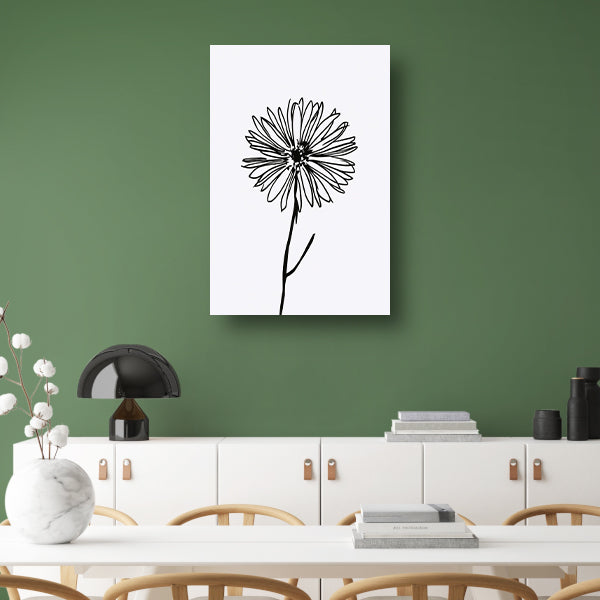 Minimalistische Bloem in Lijntekening Zwart Wit canvas