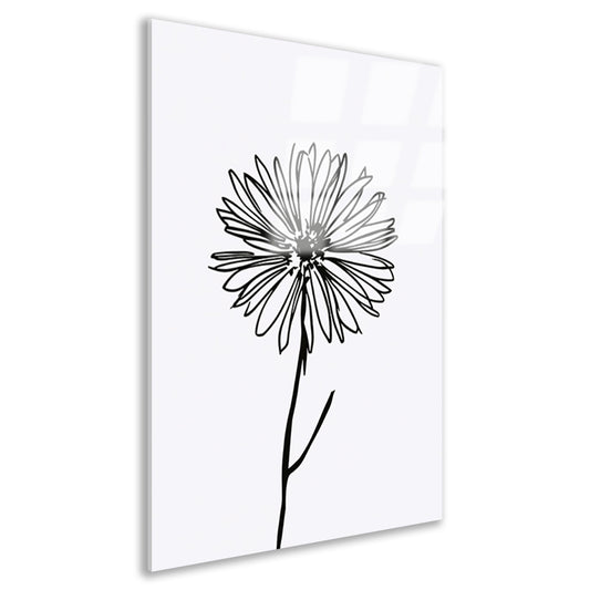 Minimalistische Bloem in Lijntekening Zwart Wit acrylglas