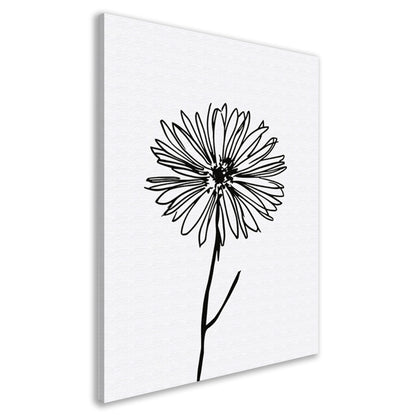 Minimalistische Bloem in Lijntekening Zwart Wit canvas