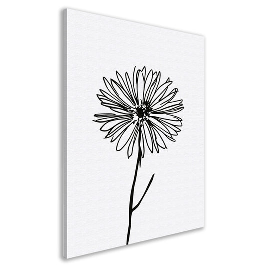 Minimalistische Bloem in Lijntekening Zwart Wit canvas
