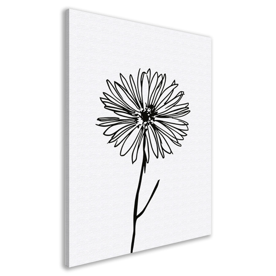 Minimalistische Bloem in Lijntekening Zwart Wit canvas