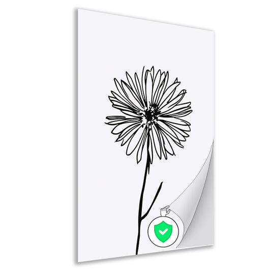 Minimalistische Bloem in Lijntekening Zwart Wit poster