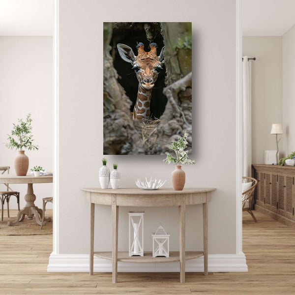Jonge giraf verkent de wereld canvas
