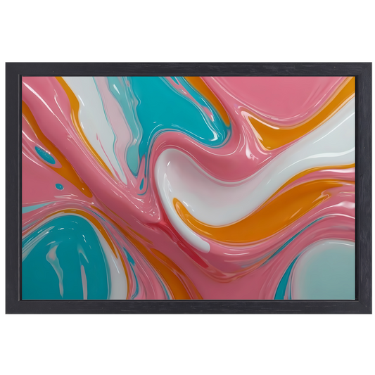 Stromende Kleurrijkheid in Moderne Abstractie canvas met baklijst