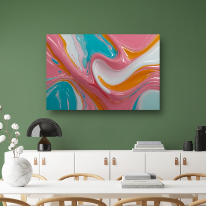 Stromende Kleurrijkheid in Moderne Abstractie canvas met baklijst