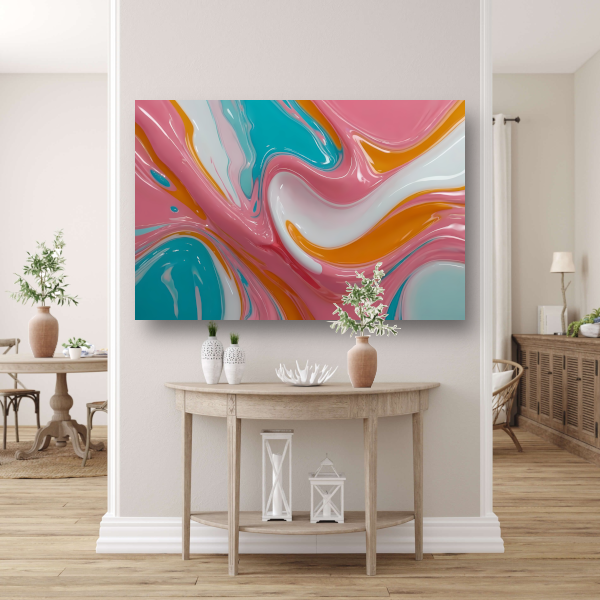 Stromende Kleurrijkheid in Moderne Abstractie canvas met baklijst