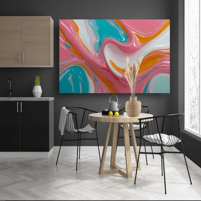 Stromende Kleurrijkheid in Moderne Abstractie canvas met baklijst