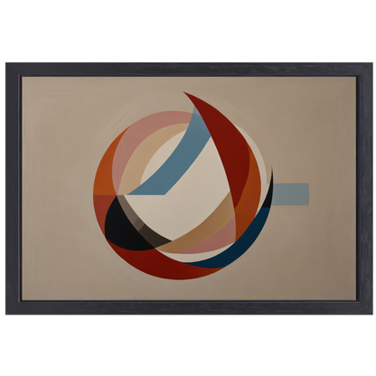 Abstracte symmetrie met cirkels en lijnen canvas met baklijst