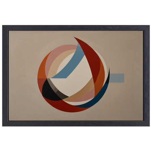 Abstracte symmetrie met cirkels en lijnen canvas met baklijst