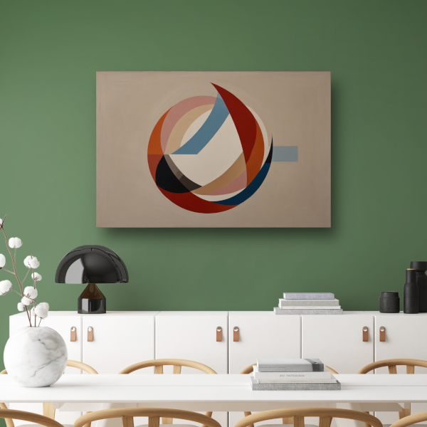 Abstracte symmetrie met cirkels en lijnen canvas