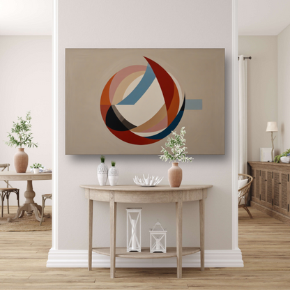 Abstracte symmetrie met cirkels en lijnen canvas