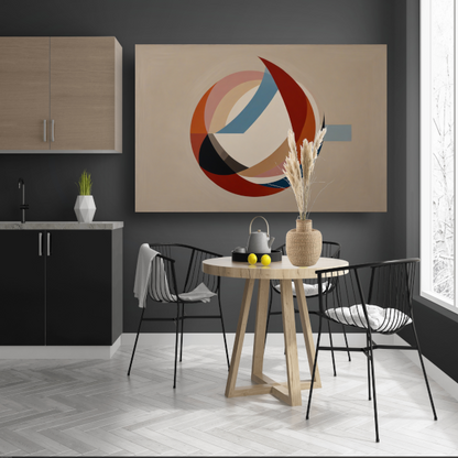 Abstracte symmetrie met cirkels en lijnen canvas