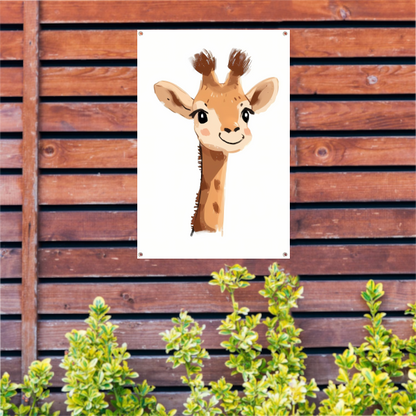 Schattige digitale tekening van een giraffe tuinposter