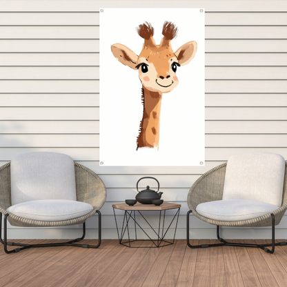 Schattige digitale tekening van een giraffe tuinposter