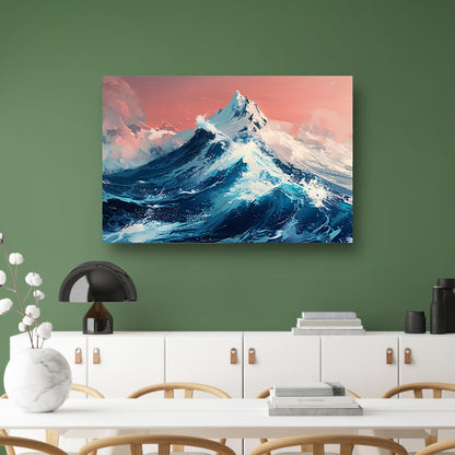 Digitale kunst van bergen en golven canvas