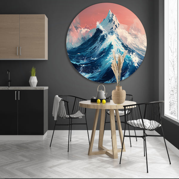 Digitale kunst van bergen en golven forex muurcirkel