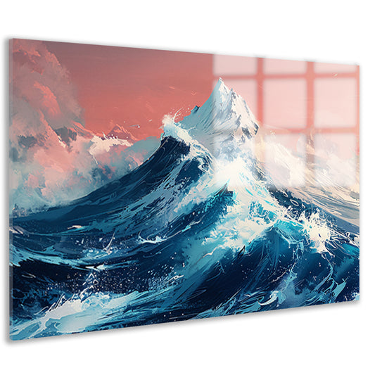 Digitale kunst van bergen en golven acrylglas