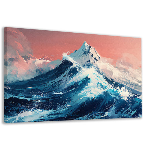 Digitale kunst van bergen en golven canvas