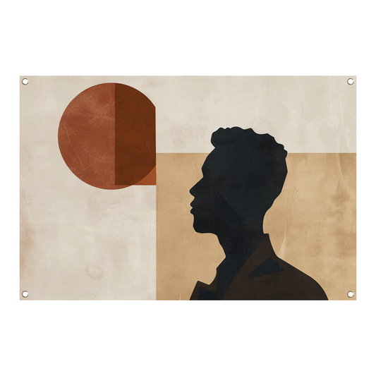 Abstract menselijk silhouet met geometrische achtergrond tuinposter