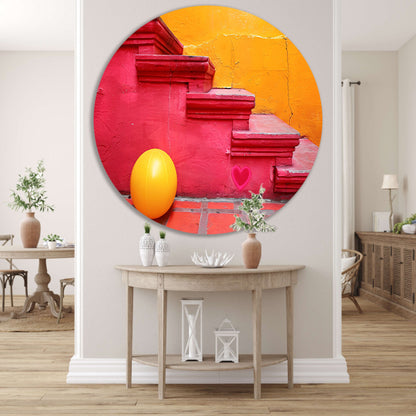 Minimalistische trap met gele bal forex muurcirkel
