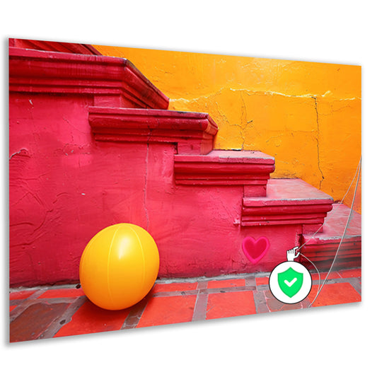 Minimalistische trap met gele bal poster