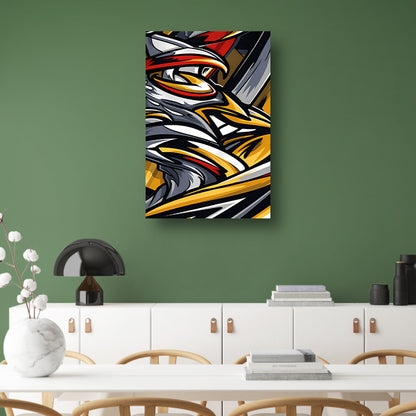 Graffiti Kunstwerk van Koele Kip canvas met baklijst