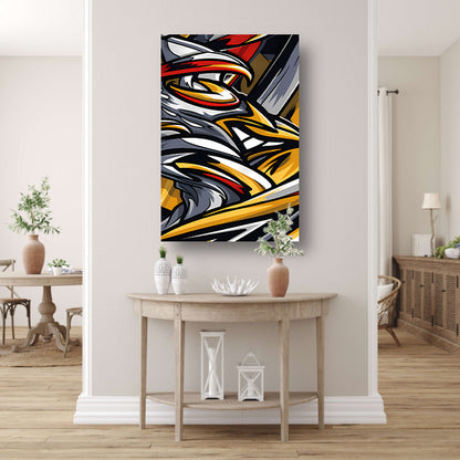 Graffiti Kunstwerk van Koele Kip canvas met baklijst