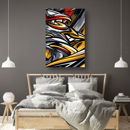 Graffiti Kunstwerk van Koele Kip canvas met baklijst