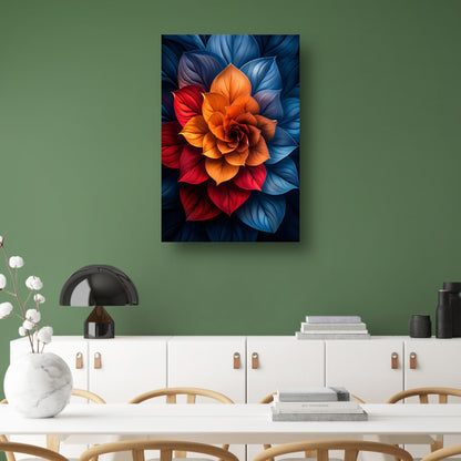 Abstract Digitale Bloem in Levendige Kleuren poster