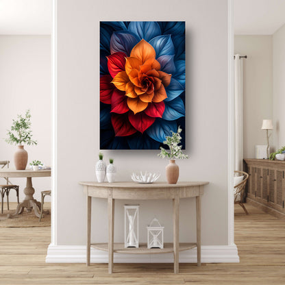 Abstract Digitale Bloem in Levendige Kleuren poster