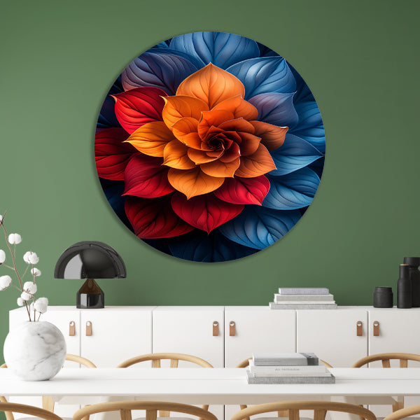 Abstract Digitale Bloem in Levendige Kleuren forex muurcirkel