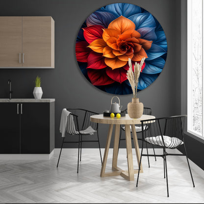 Abstract Digitale Bloem in Levendige Kleuren forex muurcirkel