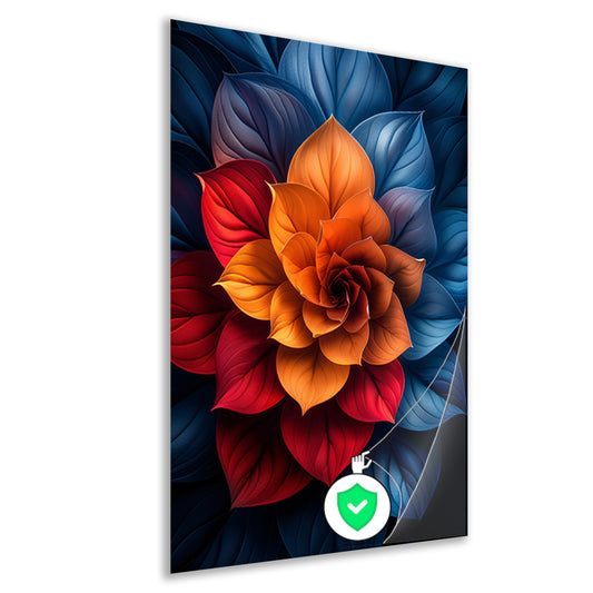 Abstract Digitale Bloem in Levendige Kleuren poster