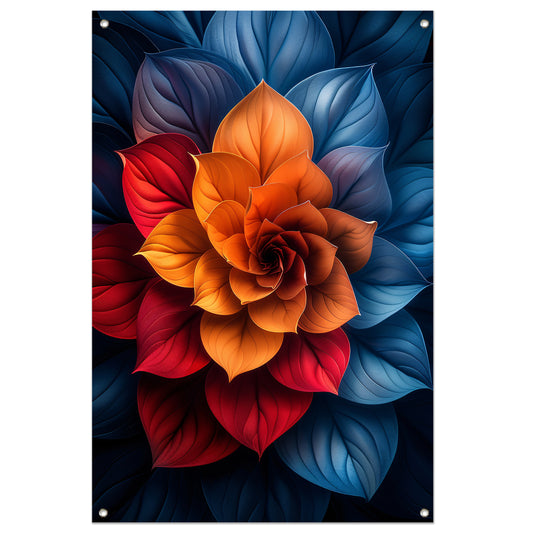 Abstract Digitale Bloem in Levendige Kleuren tuinposter