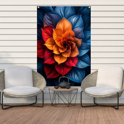 Abstract Digitale Bloem in Levendige Kleuren tuinposter