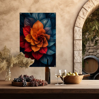 Abstract Digitale Bloem in Levendige Kleuren tuinposter